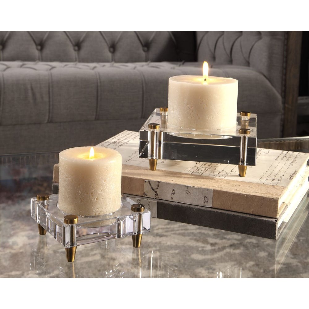 Uttermost Claire Crystal Block Candleholders - Set of 2