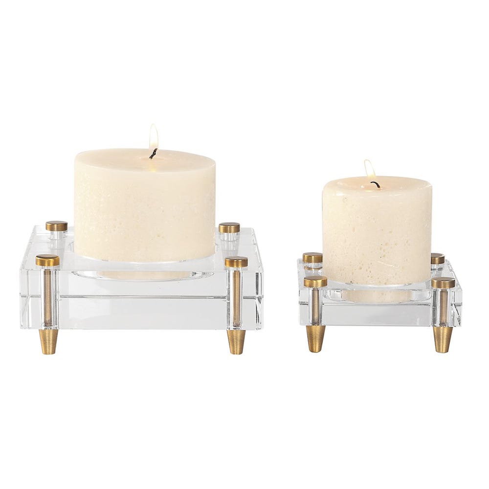 Uttermost Claire Crystal Block Candleholders - Set of 2