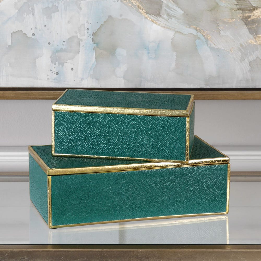 Uttermost Karis Emerald Green Boxes - Set of 2