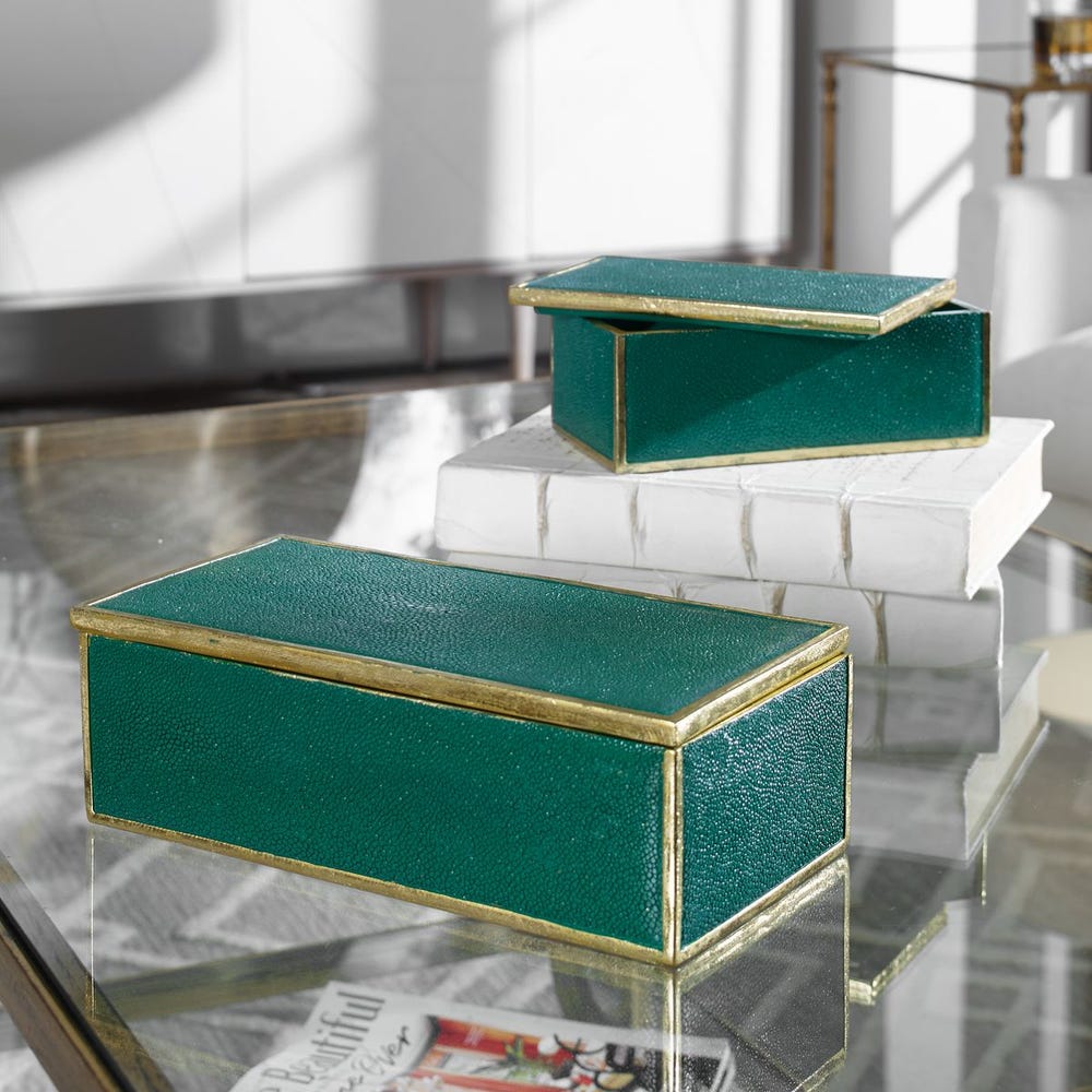 Uttermost Karis Emerald Green Boxes - Set of 2