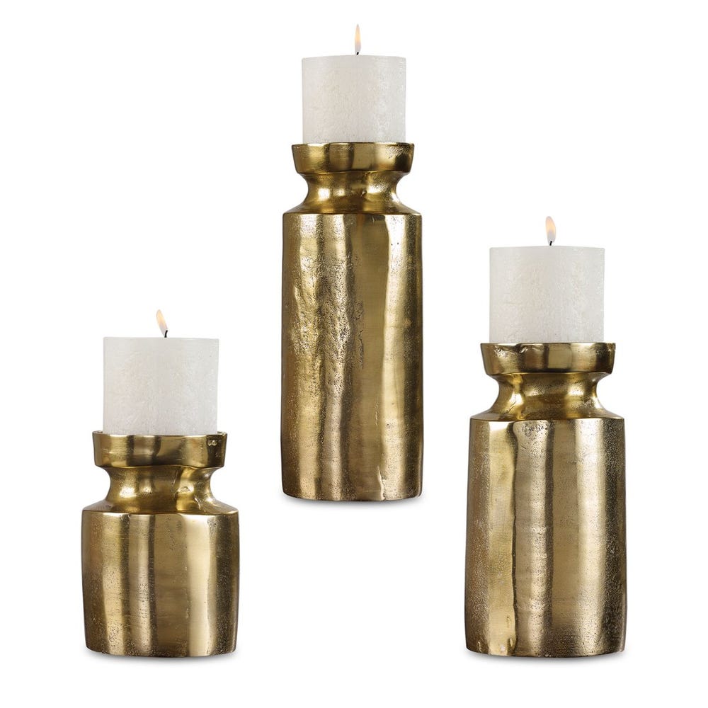 Uttermost Amina Antique Brass Candleholders - Set of 3