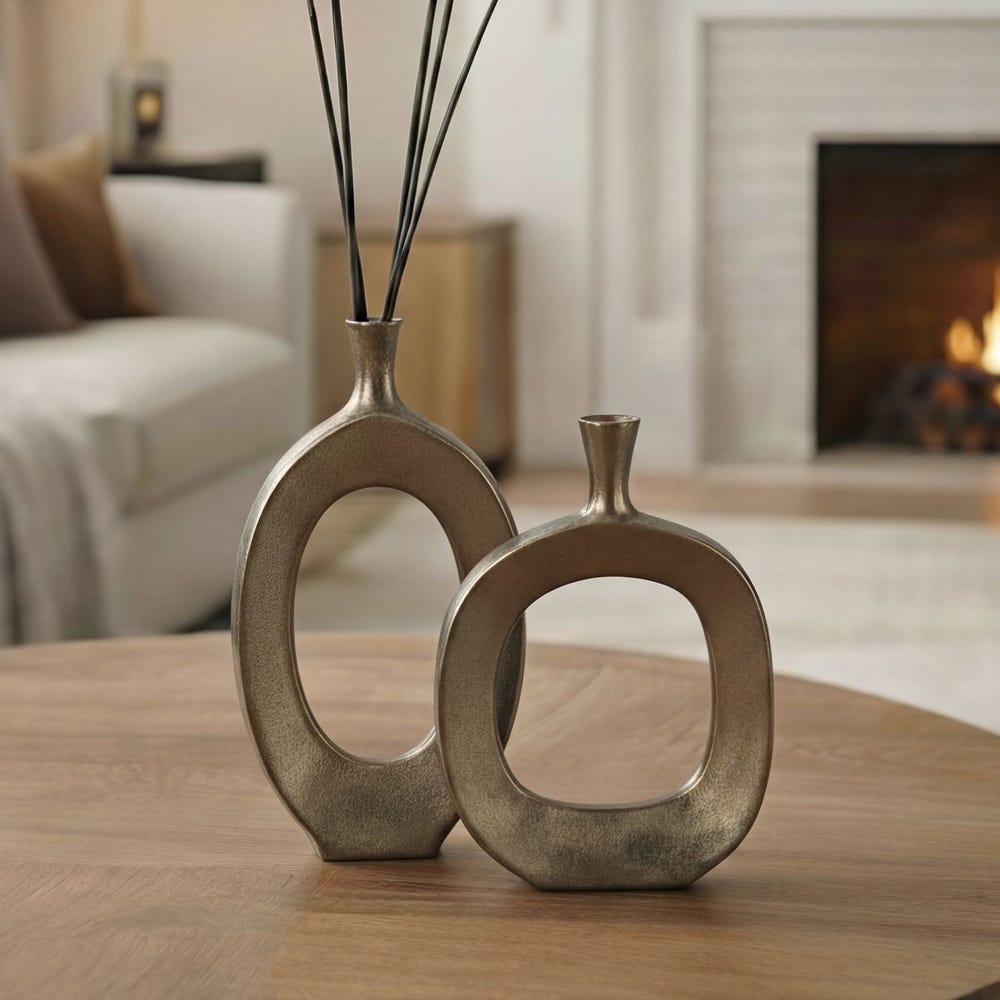Uttermost Kyler Textured Bronze Vases - Set of 2