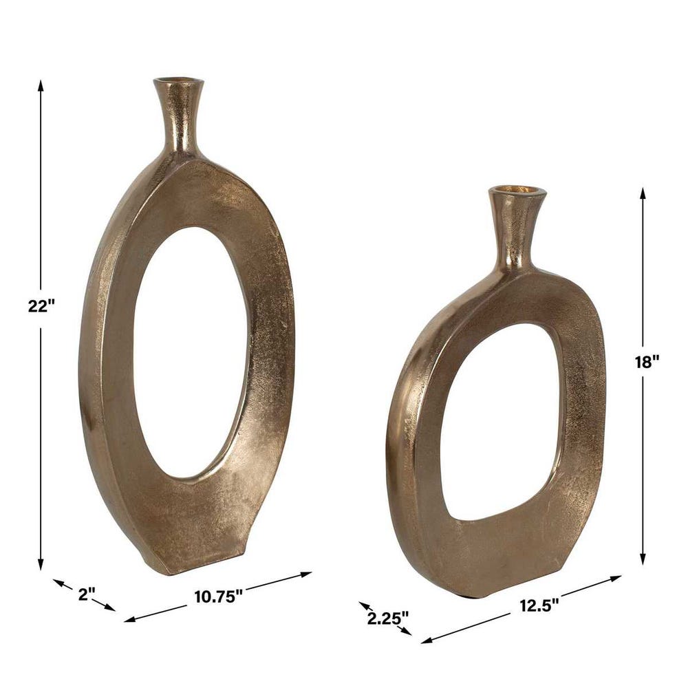Uttermost Kyler Textured Bronze Vases - Set of 2