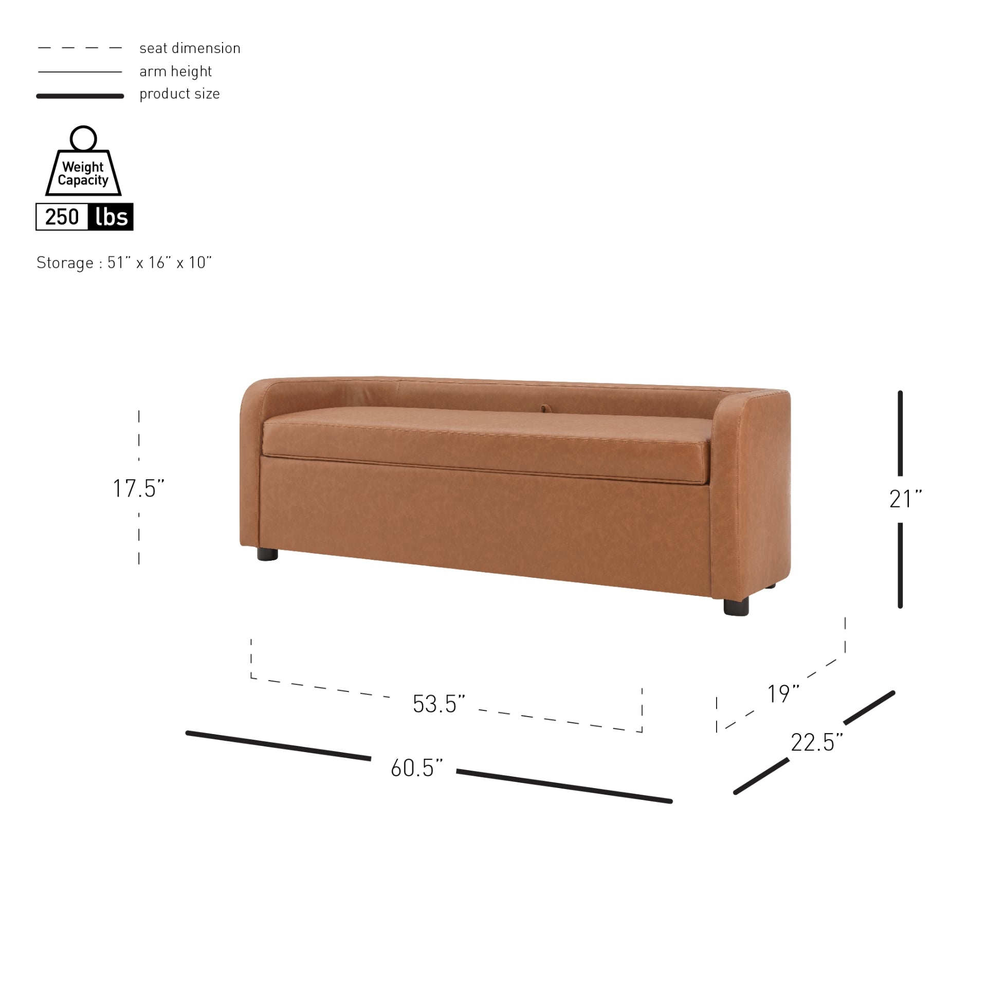 Wendy KD Faux Leather Storage Bench