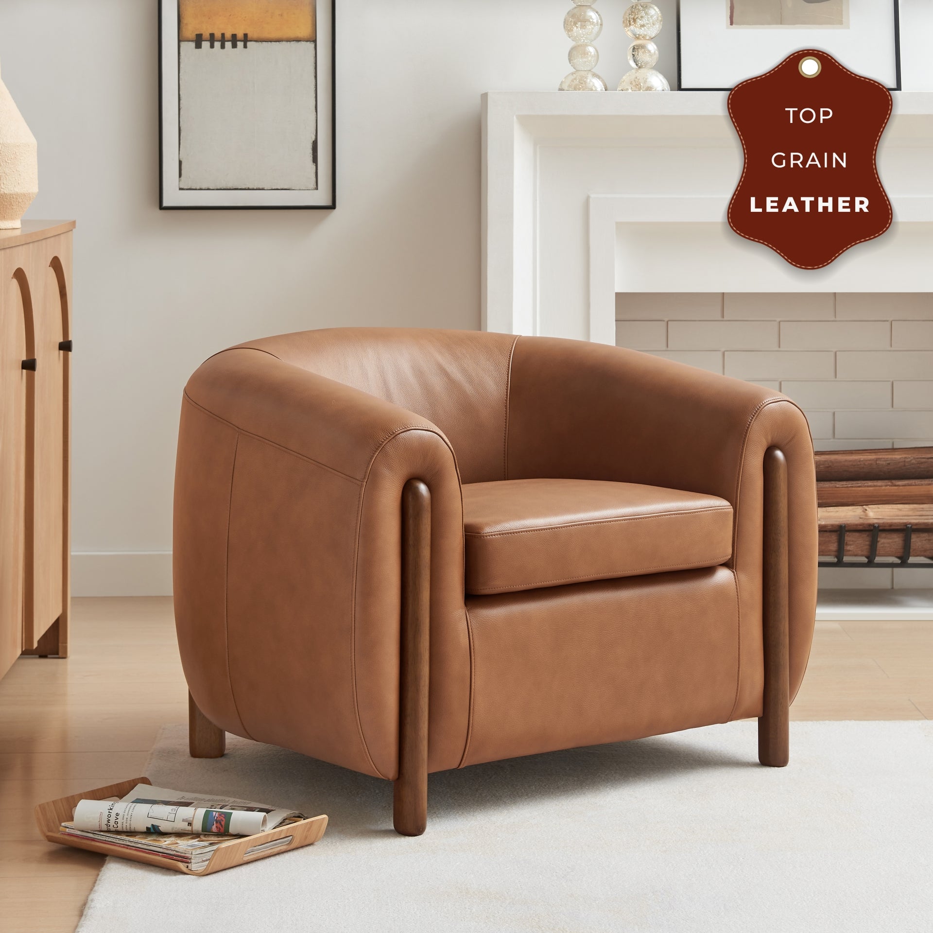 Cordelia Top Grain Leather Accent Arm Chair