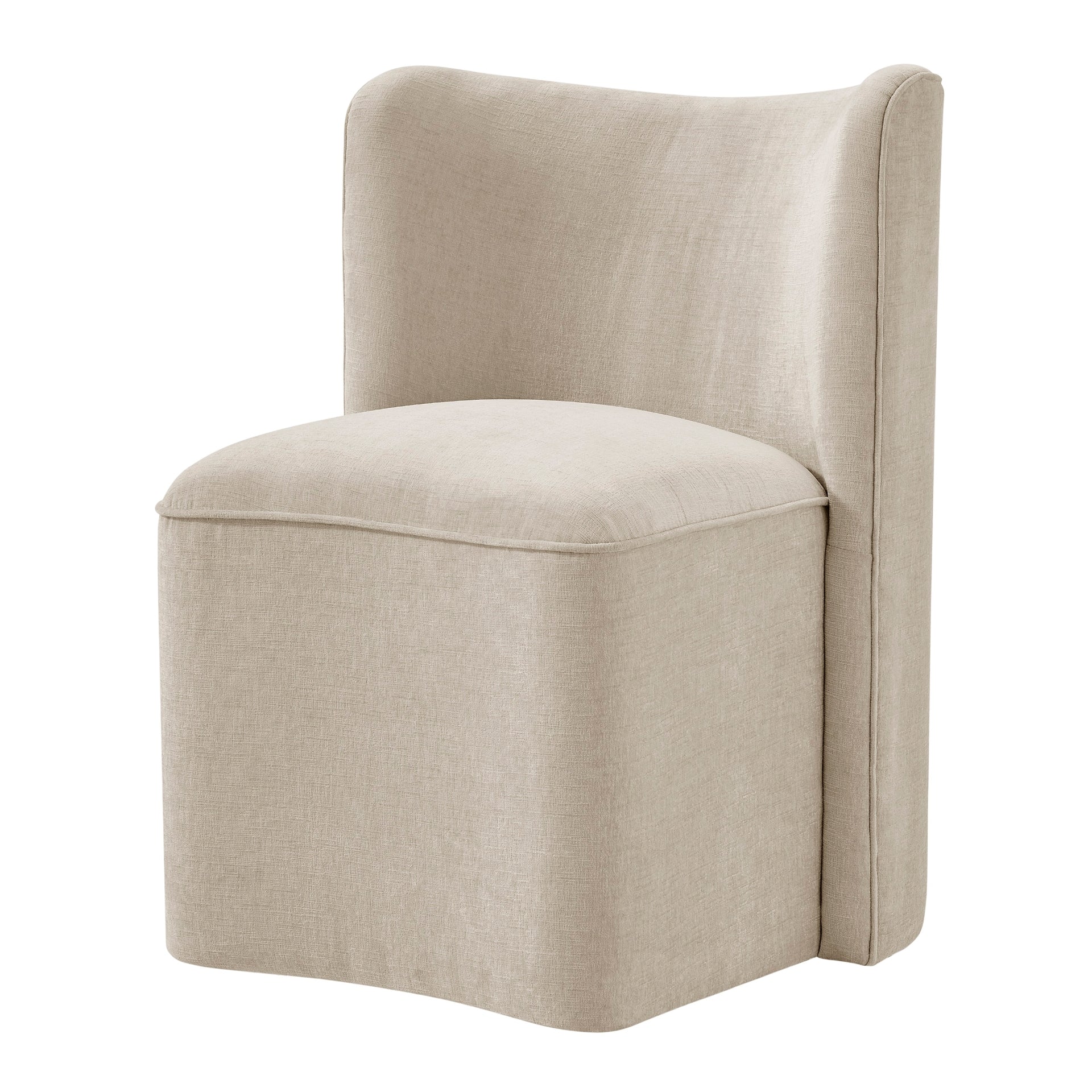 Morraine Chenille Dining Side Chair with Casters