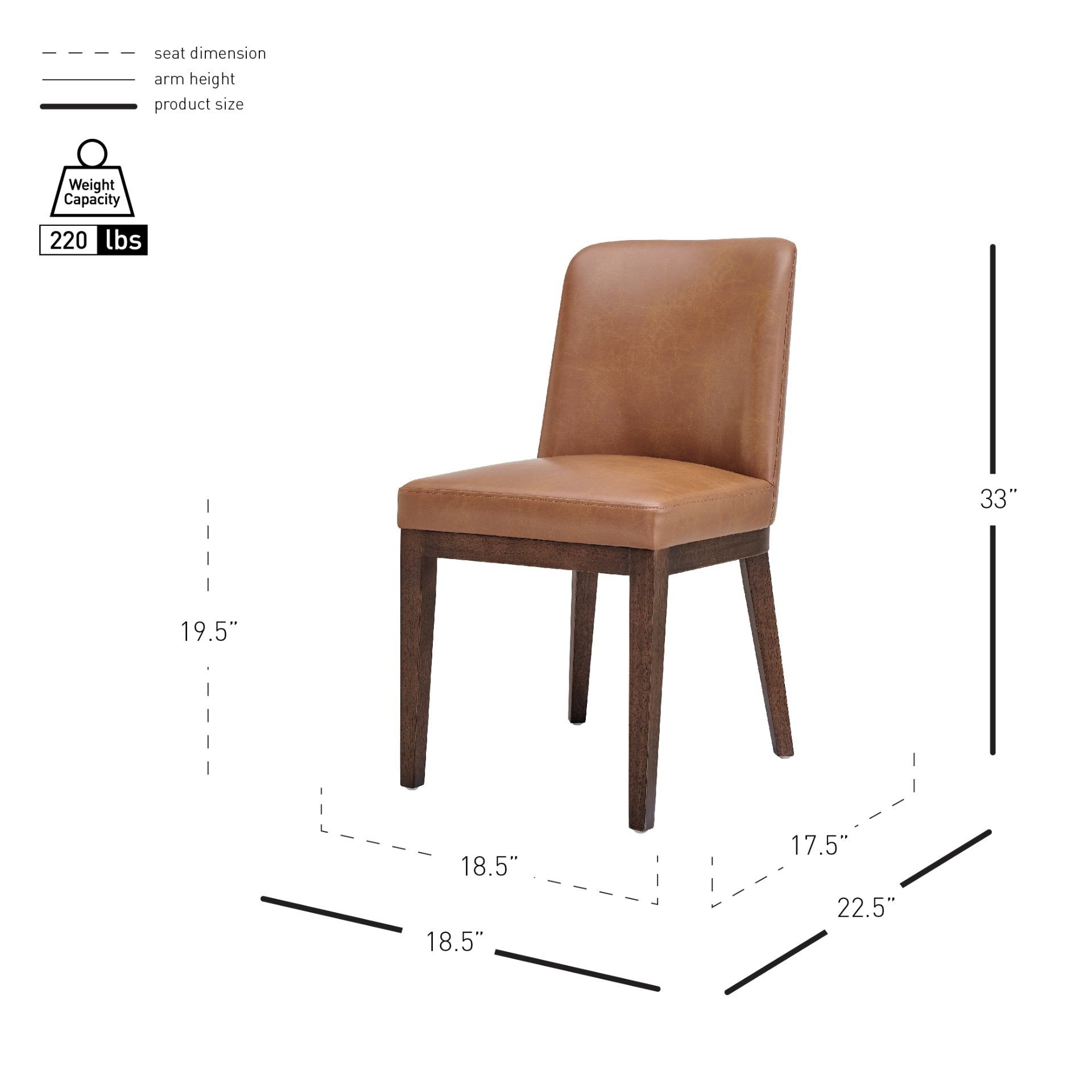 Cayden Faux Leather Borneo Chocolate Dining Side Chair - Set of 2