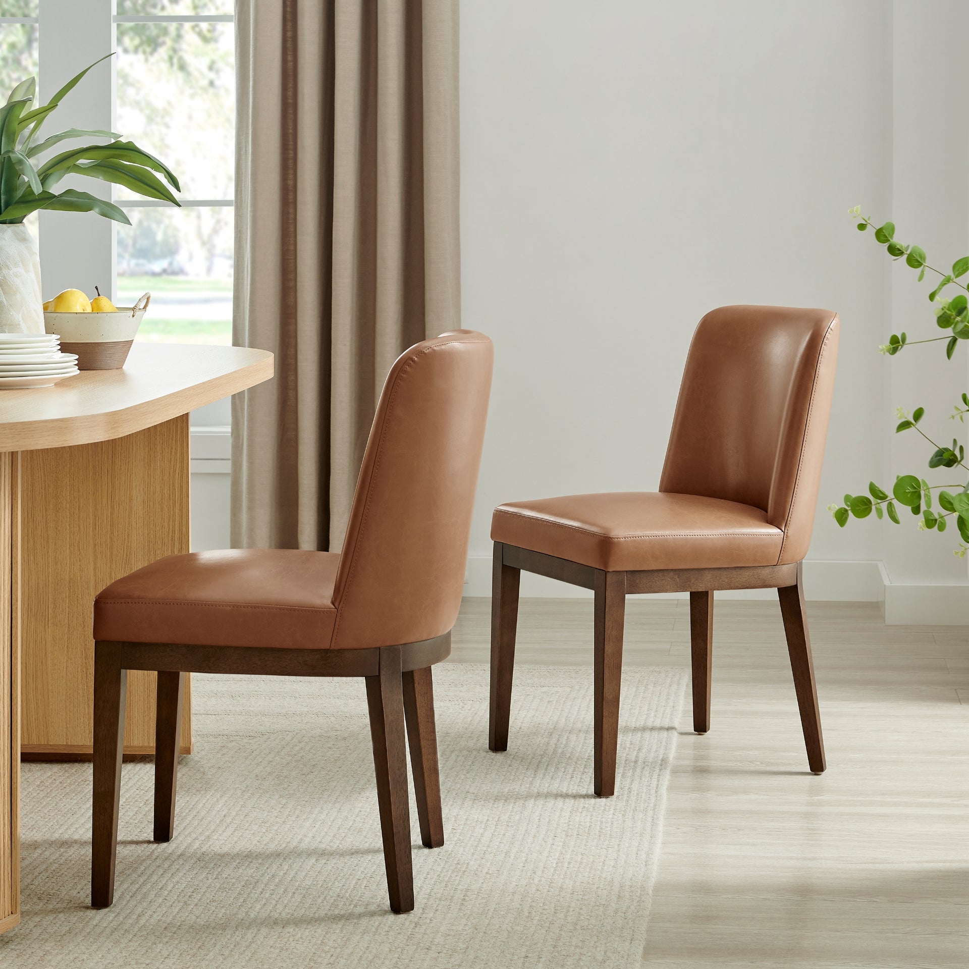 Cayden Faux Leather Borneo Chocolate Dining Side Chair - Set of 2