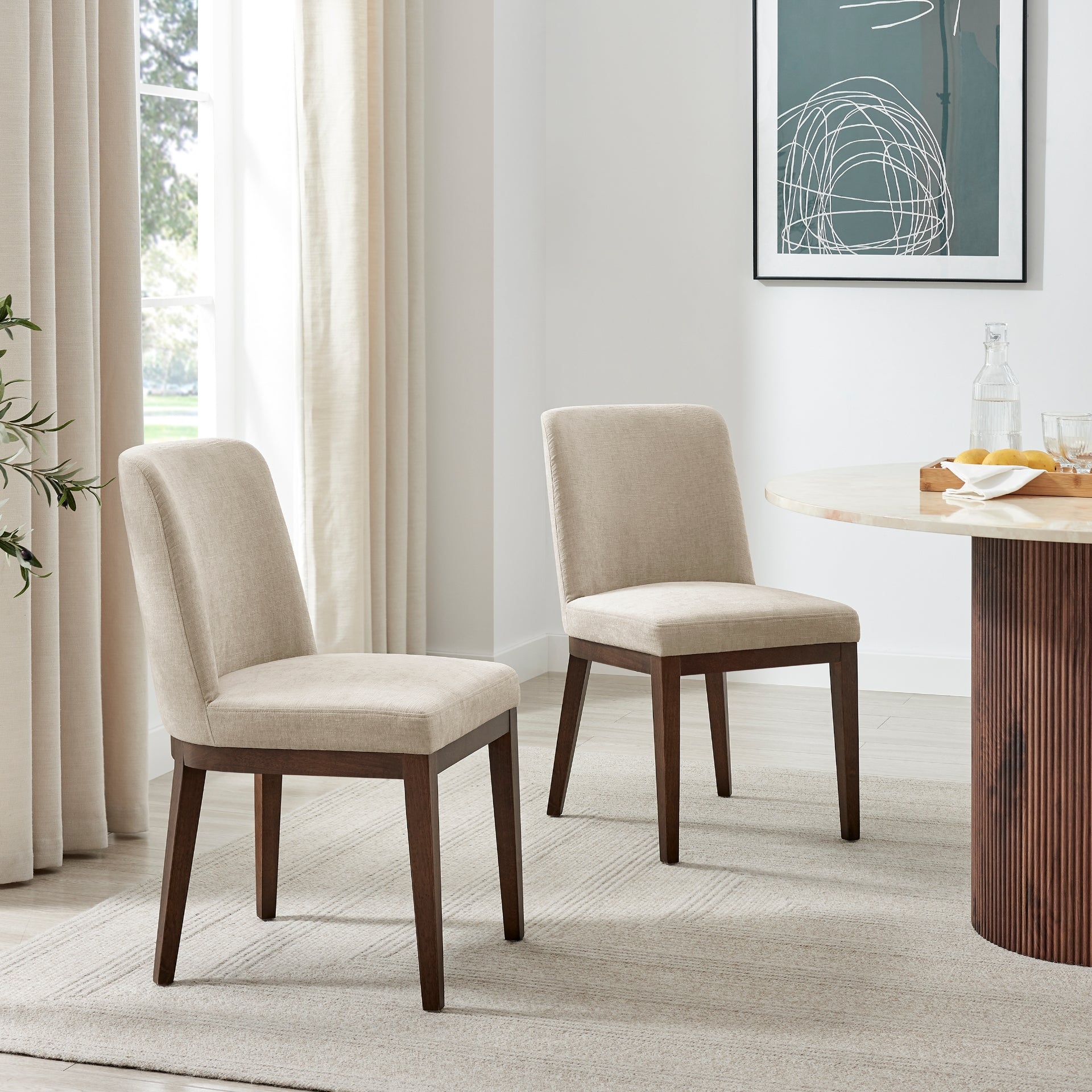 Cayden Chenille Millburry Beige Dining Side Chair - Set of 2