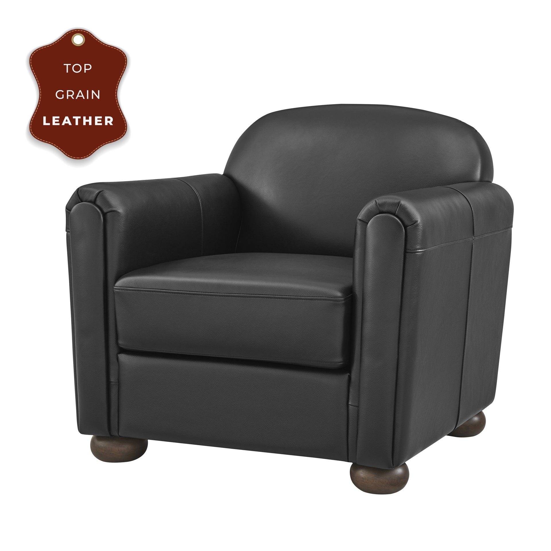 Grandora Top Grain Leather Accent Arm Chair