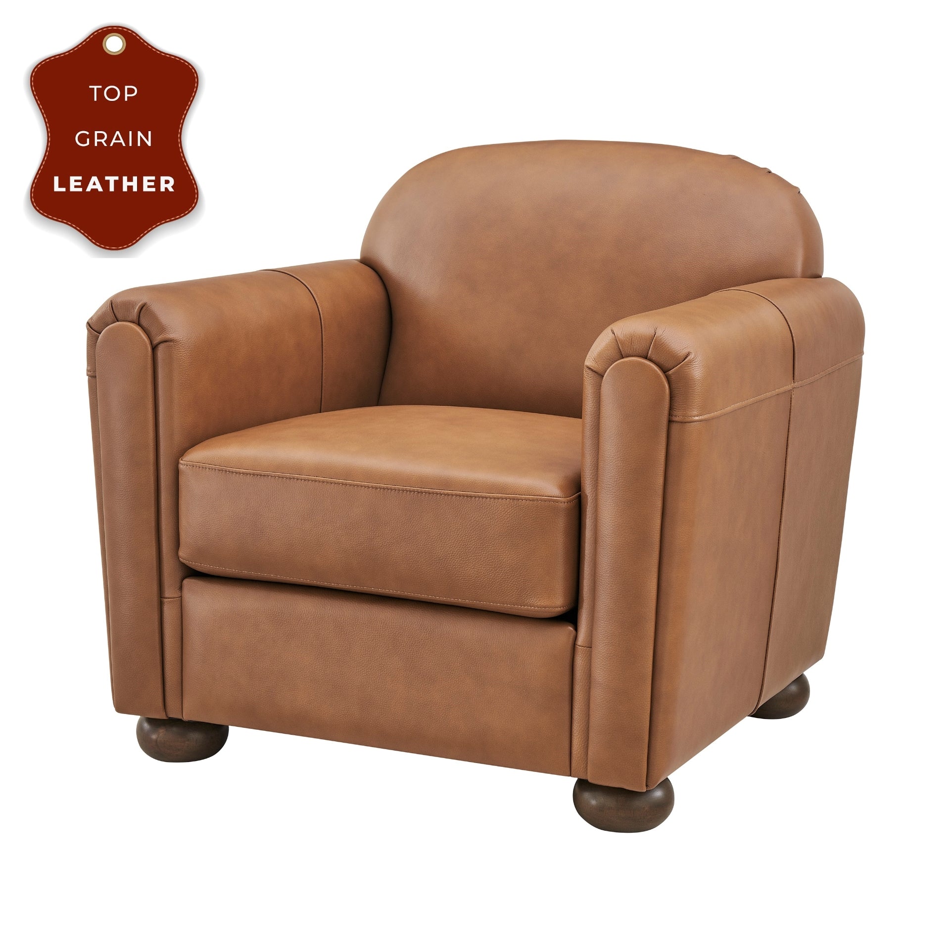 Grandora Top Grain Leather Accent Arm Chair