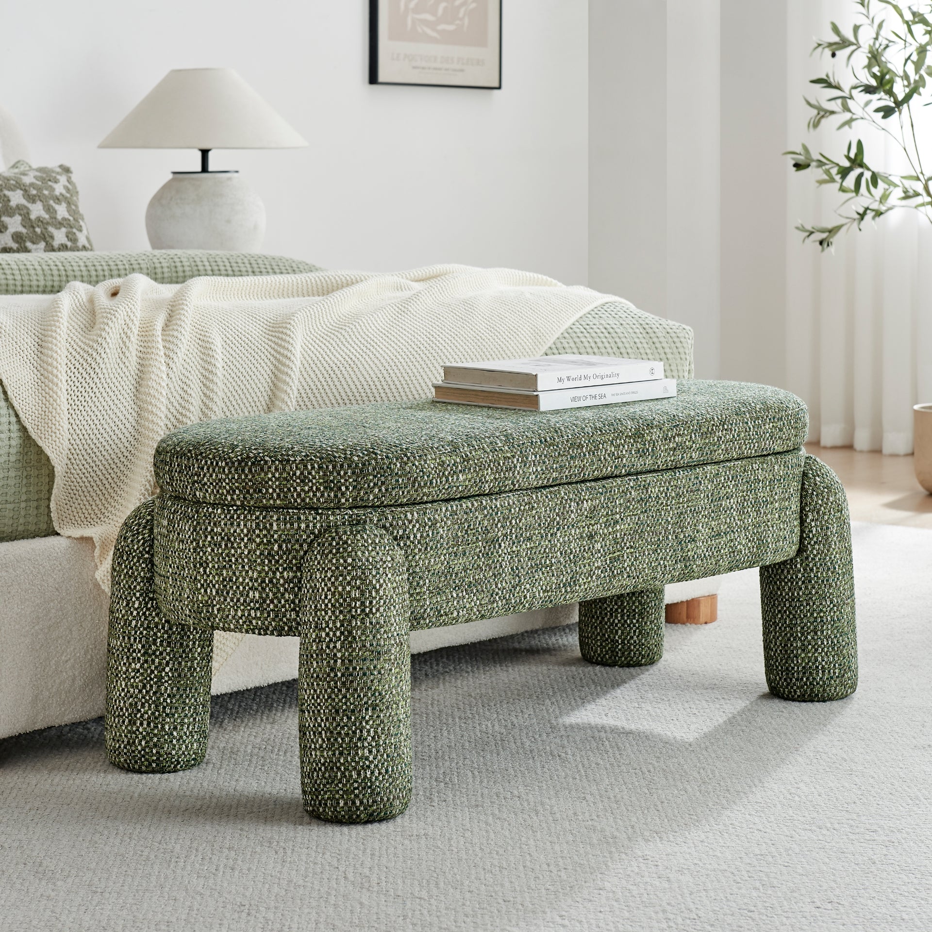 Bowden Chenille Storage Bench