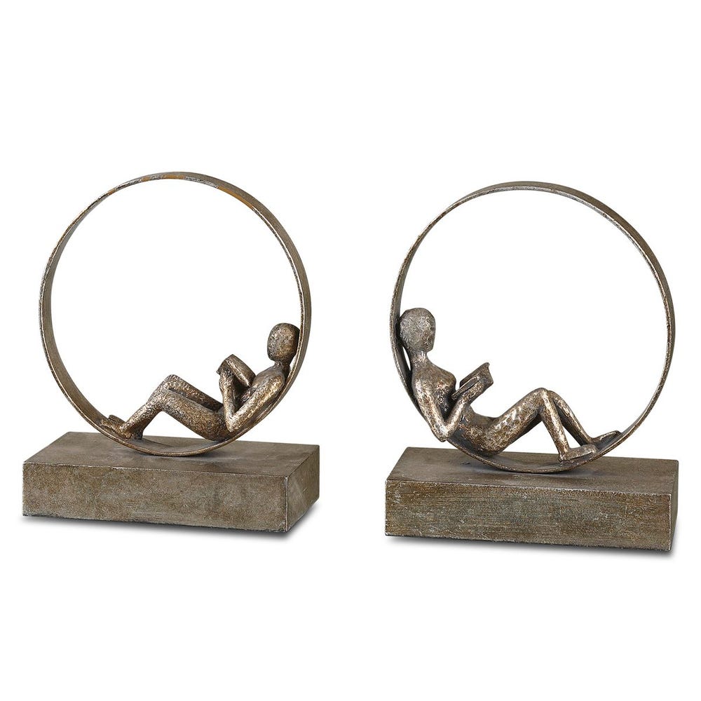 Uttermost Lounging Reader Antique Bookends - Set of 2