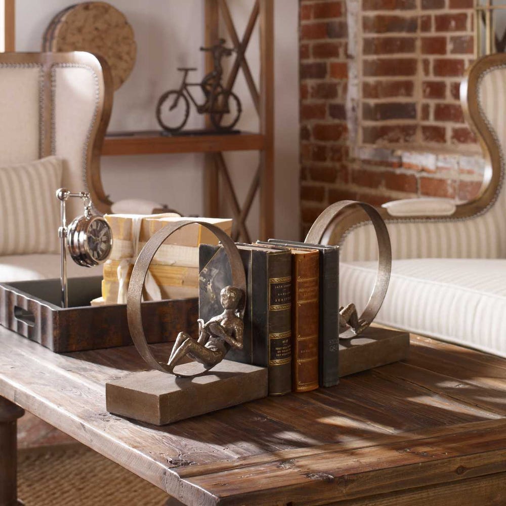 Uttermost Lounging Reader Antique Bookends - Set of 2