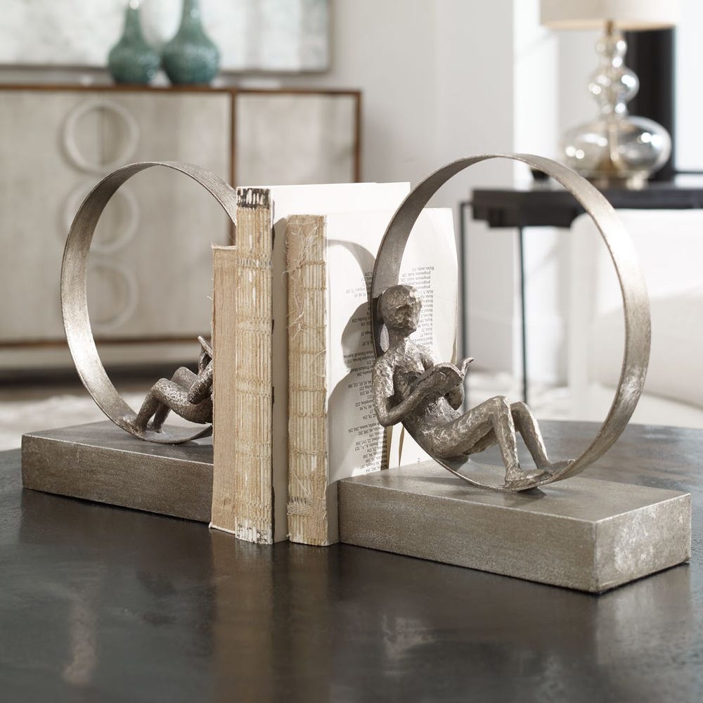 Uttermost Lounging Reader Antique Bookends - Set of 2