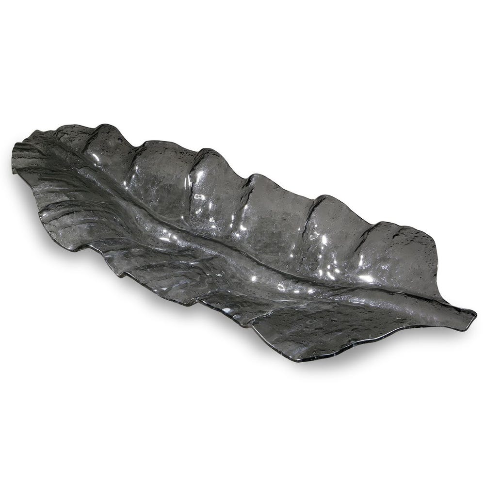 Uttermost Smoked Leaf Glass Tray