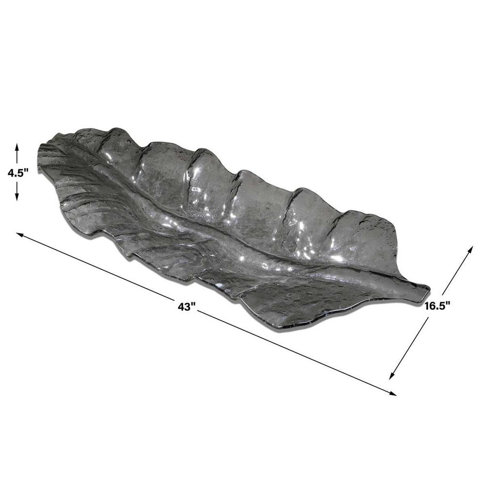 Uttermost Smoked Leaf Glass Tray