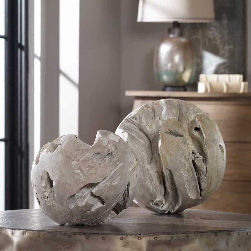 Uttermost Ermanno Teak Balls - Set of 2