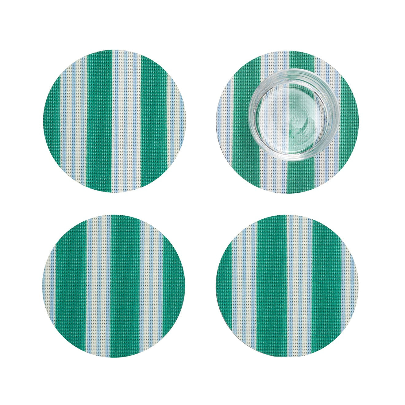 Festive Stripe Round Coasters - Set of 4