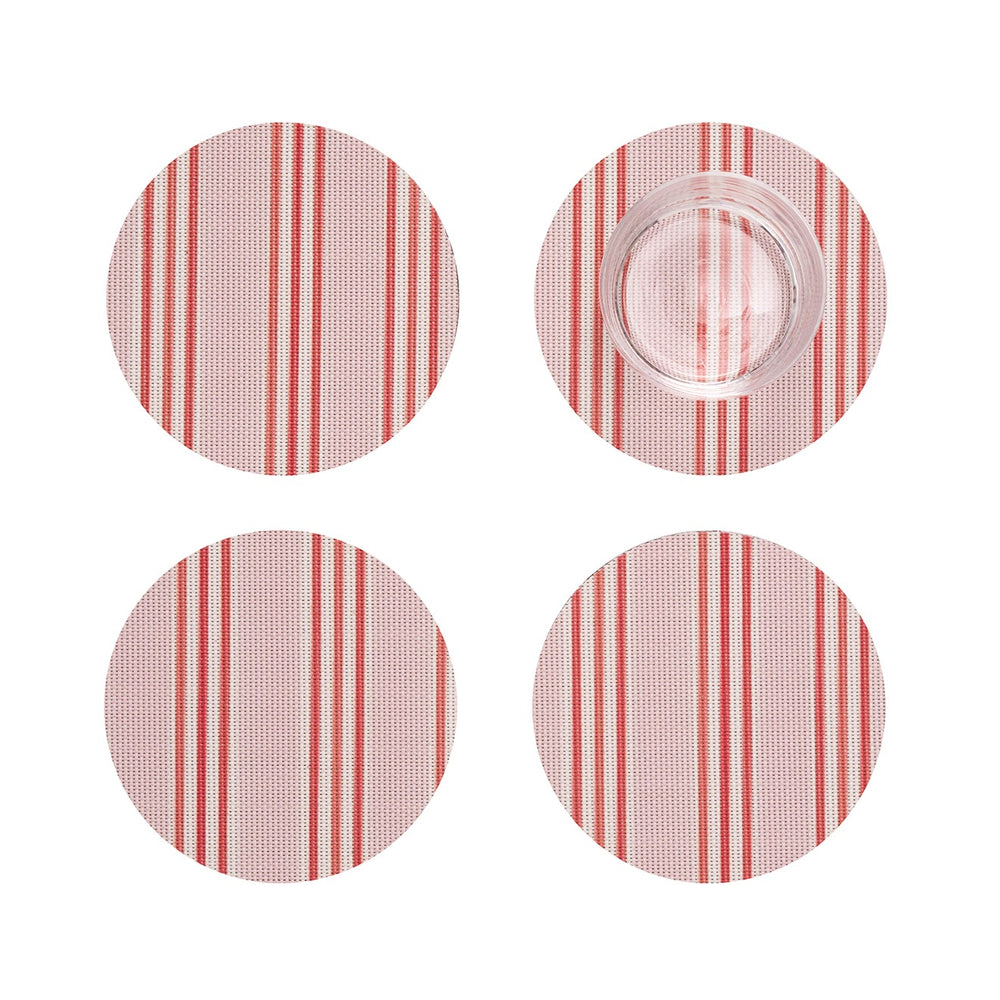 Festive Stripe Round Coasters - Set of 4