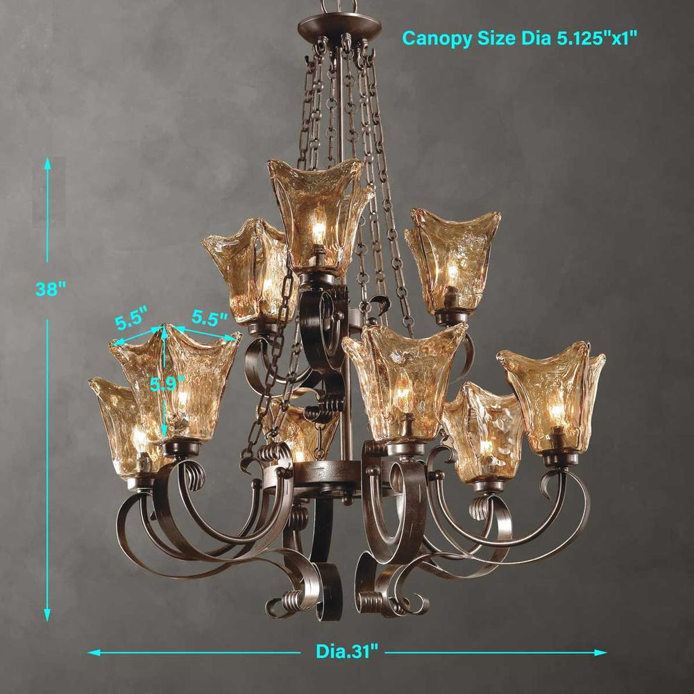 Uttermost Vetraio 9 Light Oil Rubbed Bronze Chandelier