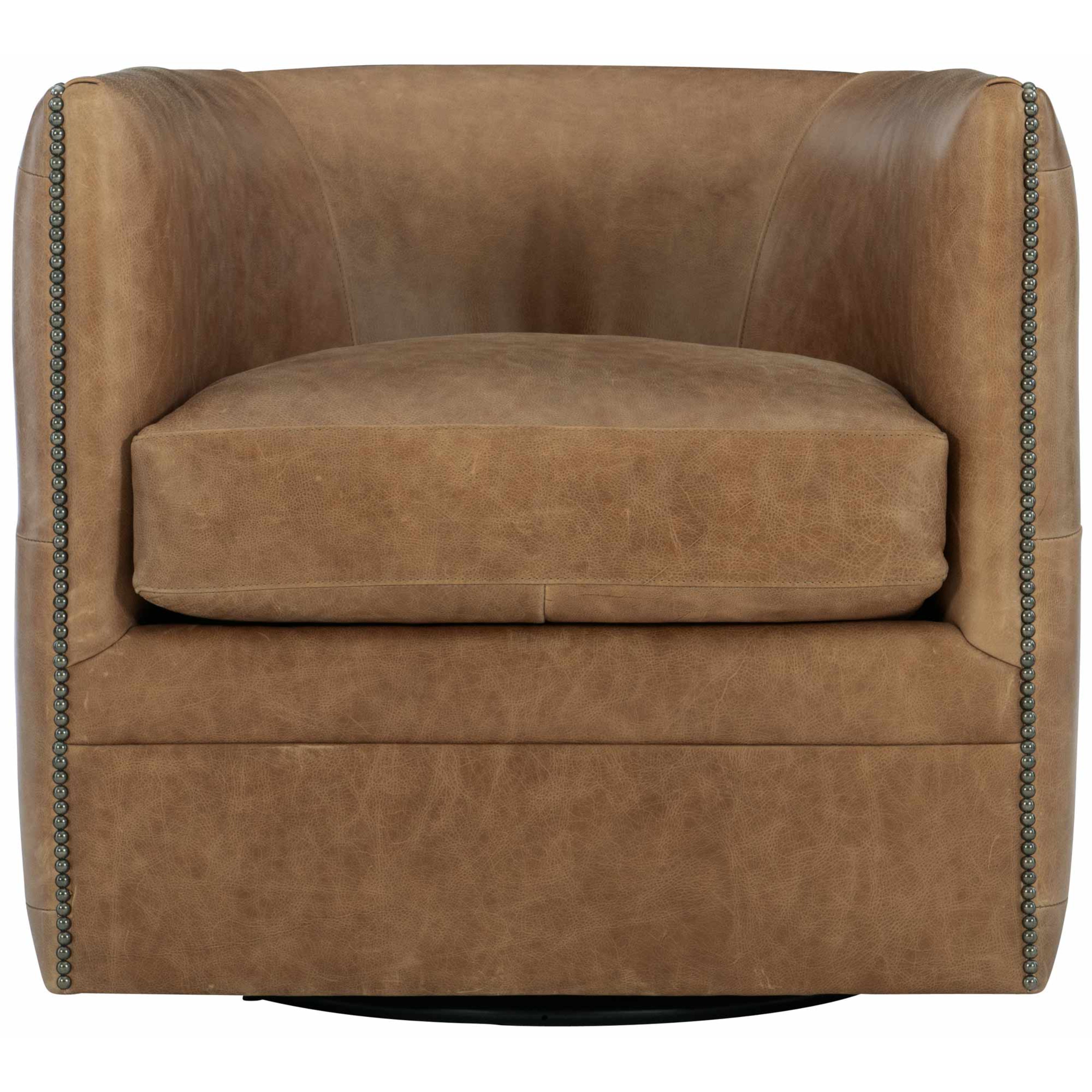 Palazzo Brown Leather Swivel Chair by Bernhardt