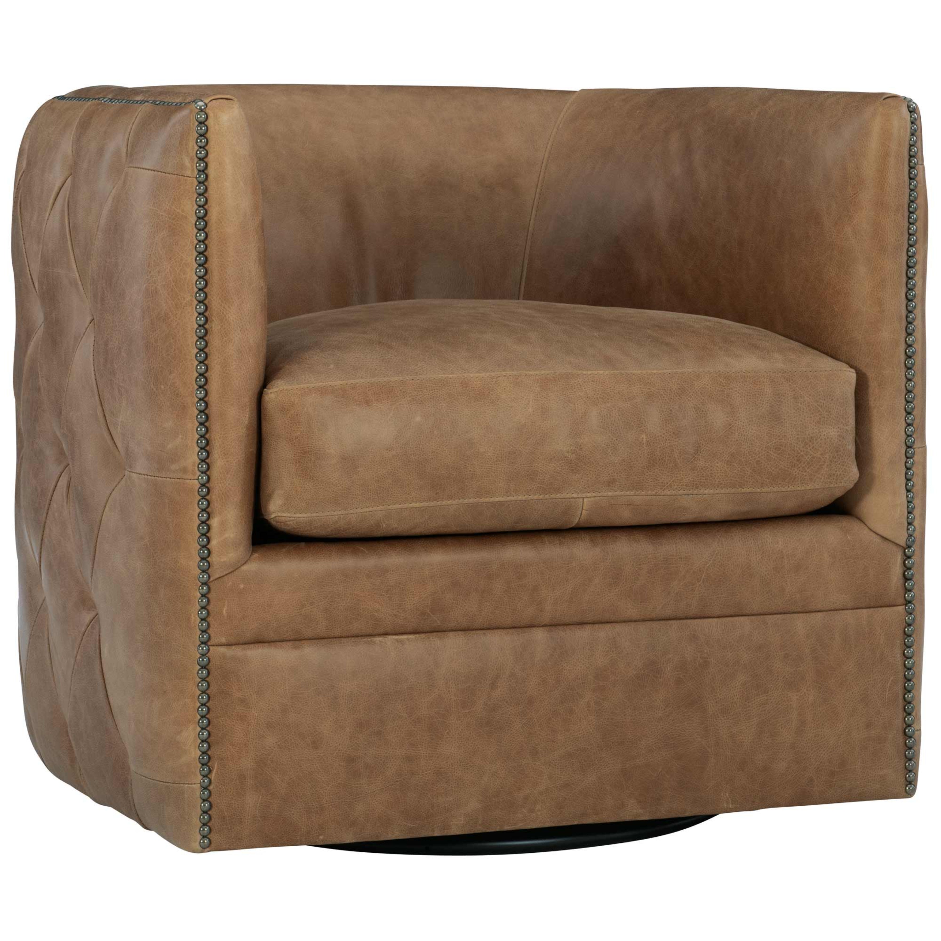 Palazzo Brown Leather Swivel Chair by Bernhardt