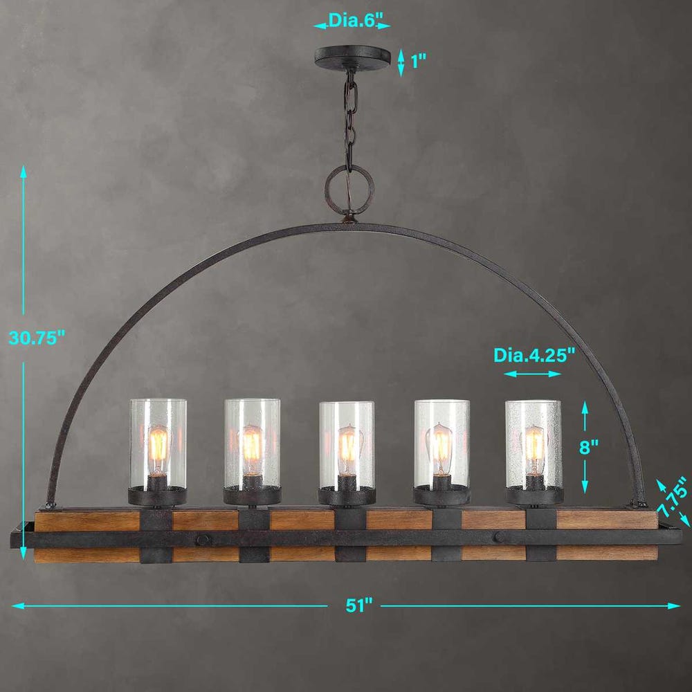 Uttermost Atwood 5 Light Rustic Linear Chandelier
