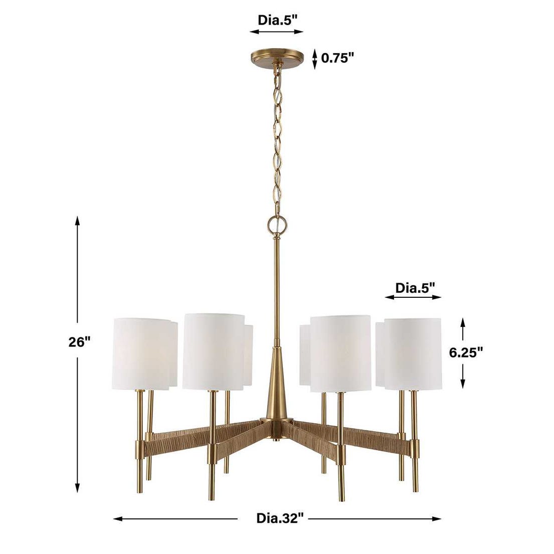 Uttermost Lautoka Rattan 8 Light Chandelier