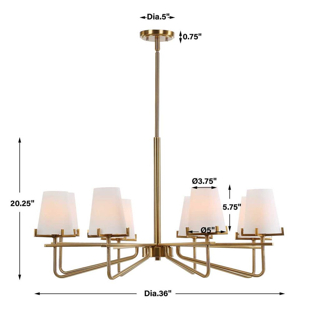 Uttermost Lassen 8 Light Brass Chandelier