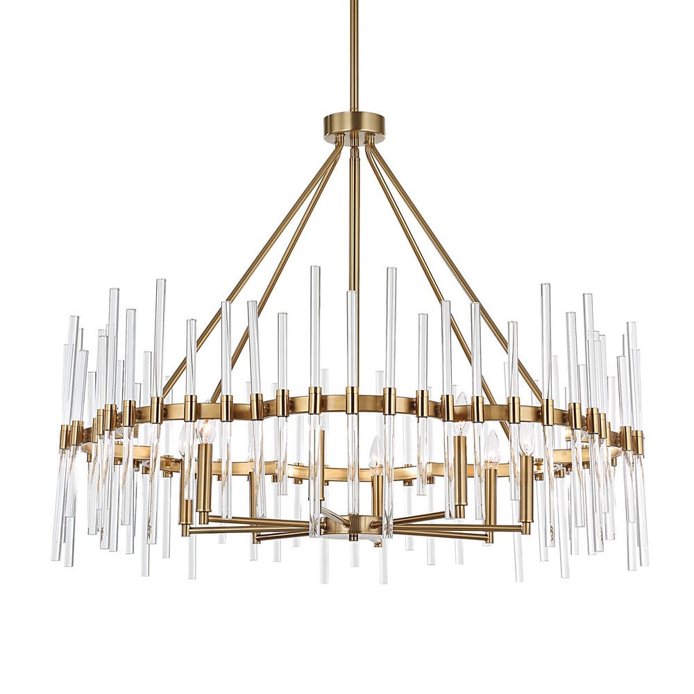 Uttermost Crystal Stick 8 Light Brass Chandelier