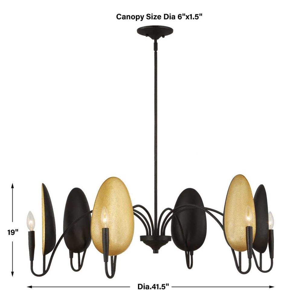 Uttermost Warwick 6 Light Matte Black Chandelier