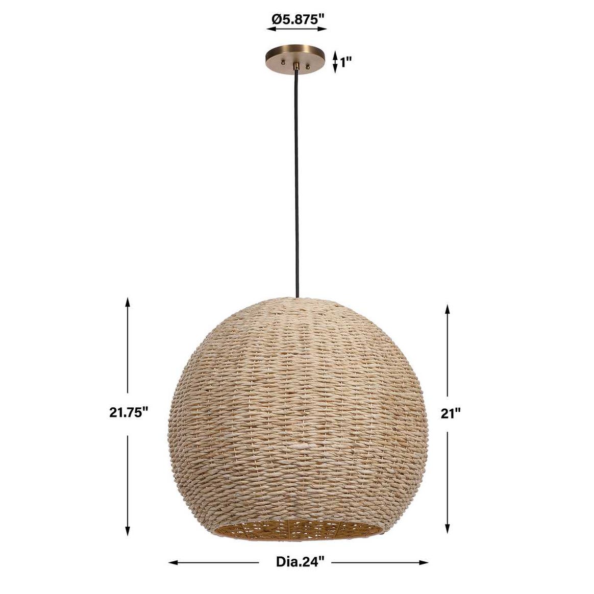Uttermost Seagrass 1 Light Dome Pendant