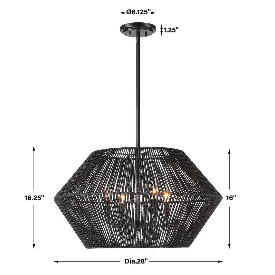 Uttermost Suva 4 Light Black Rope Pendant