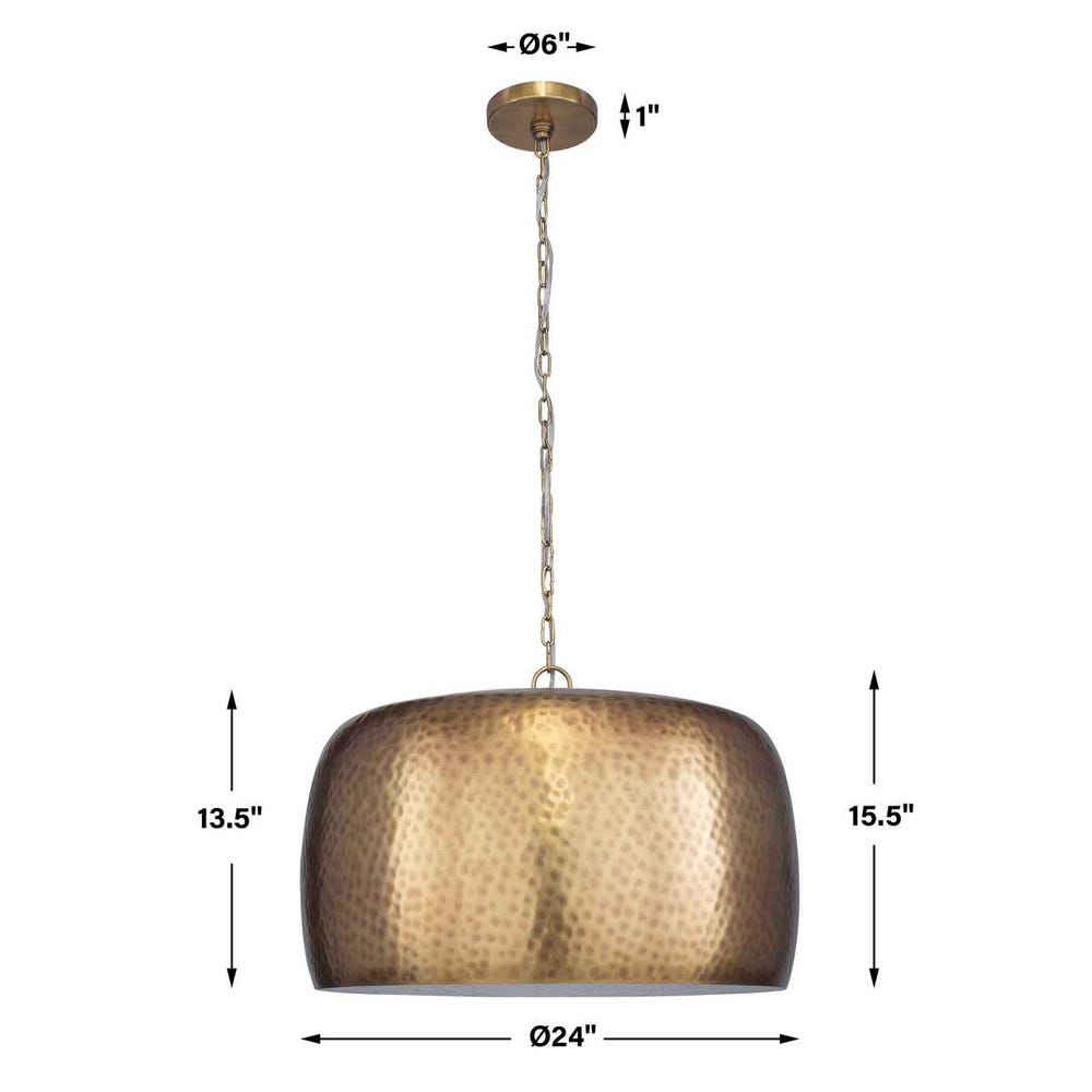 Uttermost Lemont Hammered Brass 1 Light Pendant