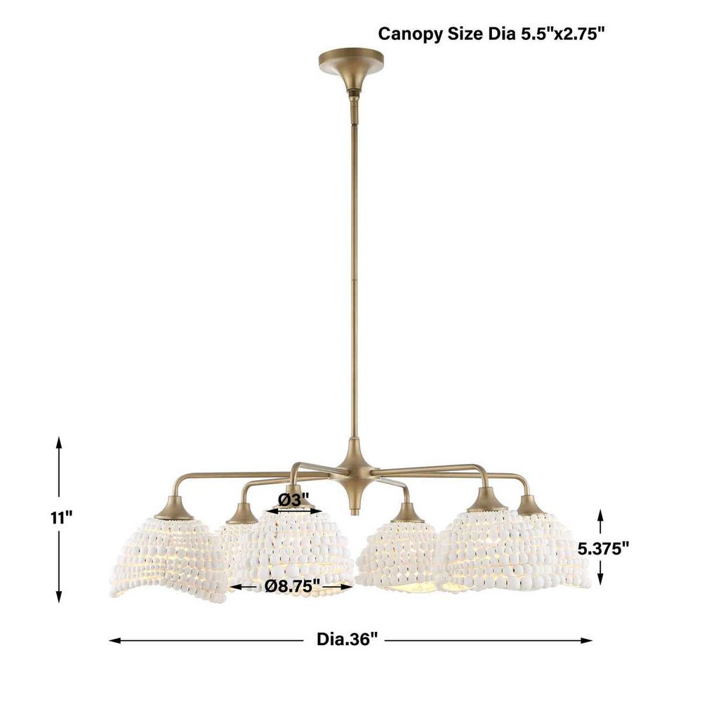 Uttermost Biddeford 6 Light White Beaded Pendant