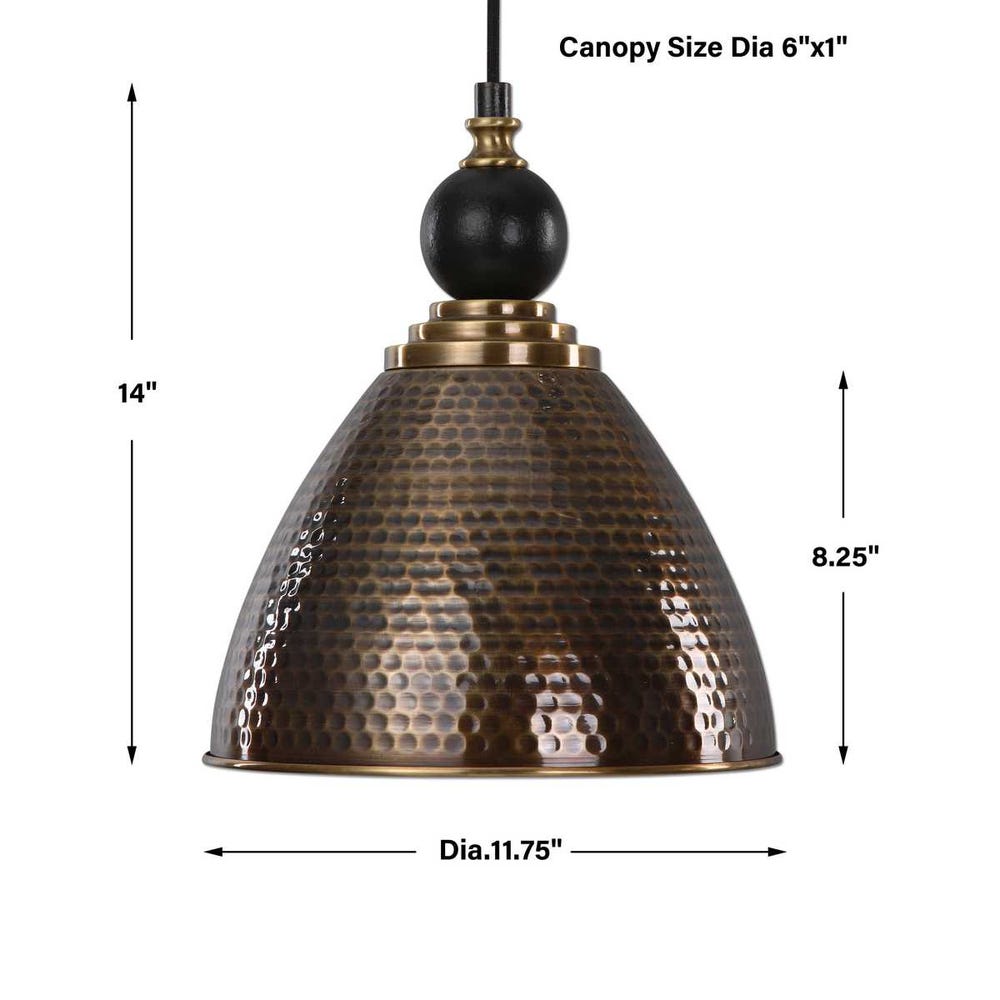 Uttermost Adastra 1 Light Antique Brass Pendant