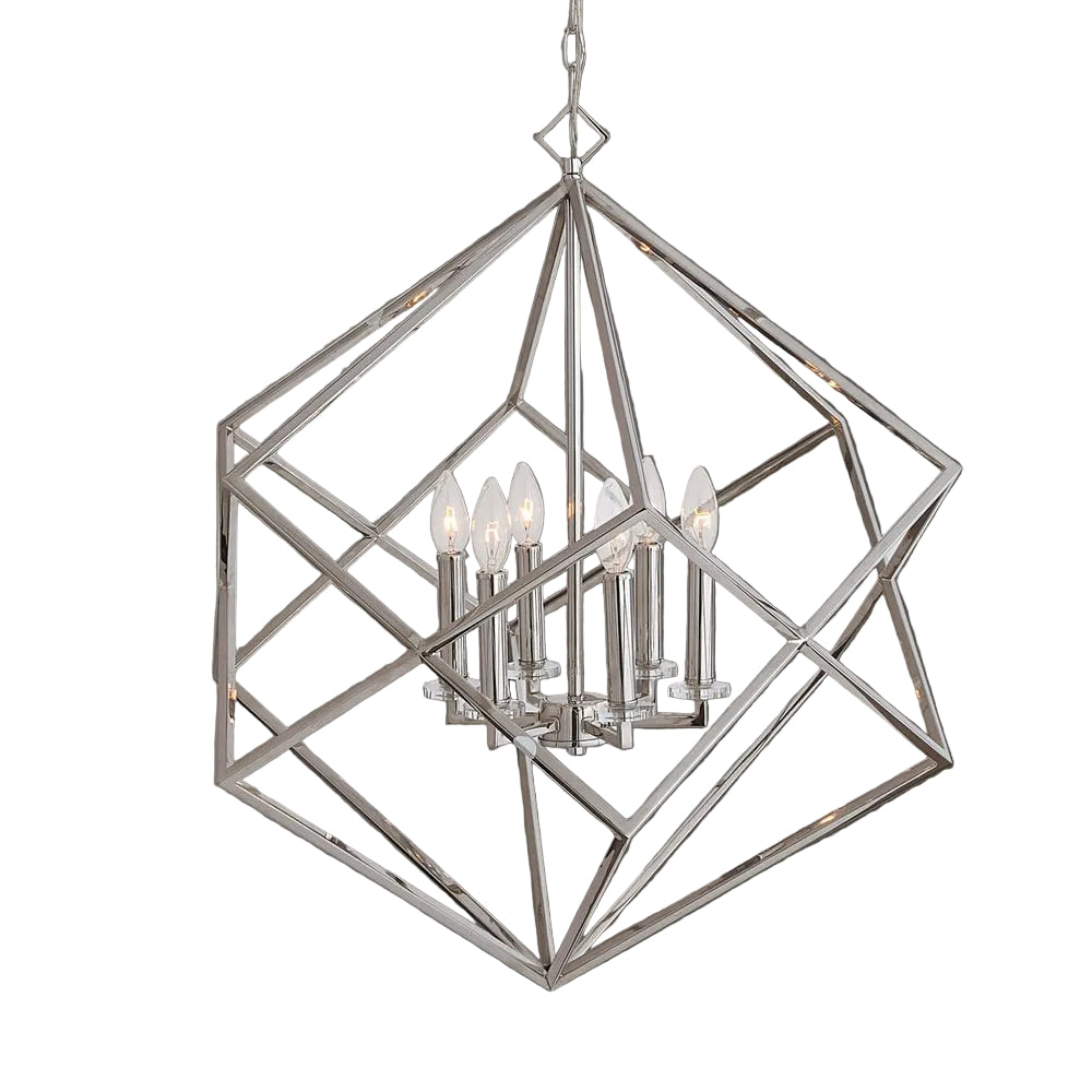 Uttermost Euclid 6 Light Nickel Cube Pendant