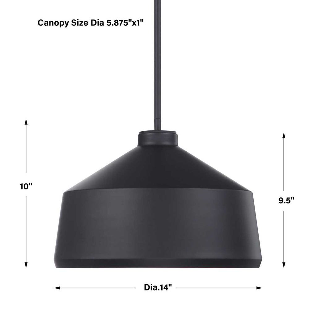 Uttermost Holgate 1 Light Black Pendant