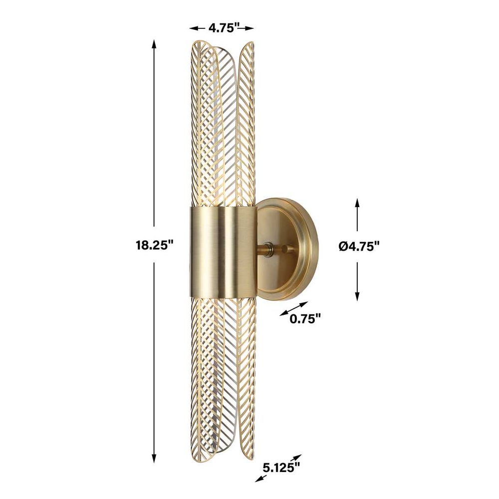 Uttermost Cret 2 Light LED Brass Sconce