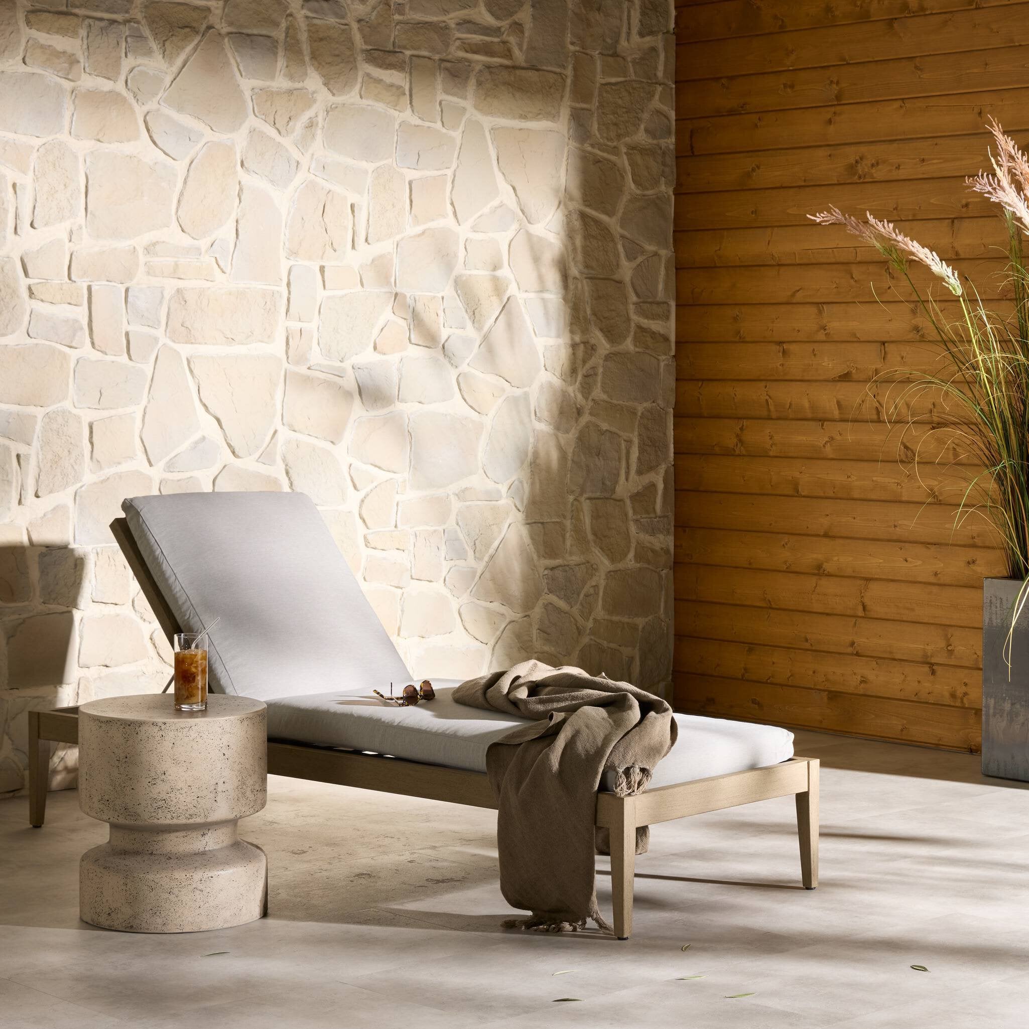 Sherwood Outdoor Chaise - Washed Brown