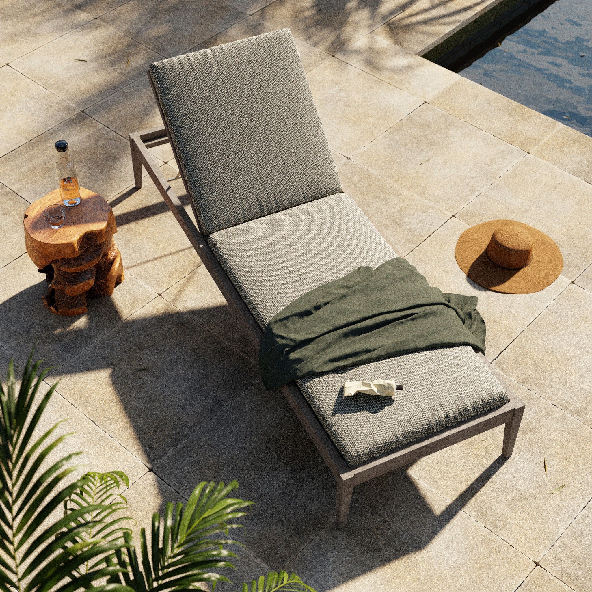 Sherwood Outdoor Chaise - Weathered Grey