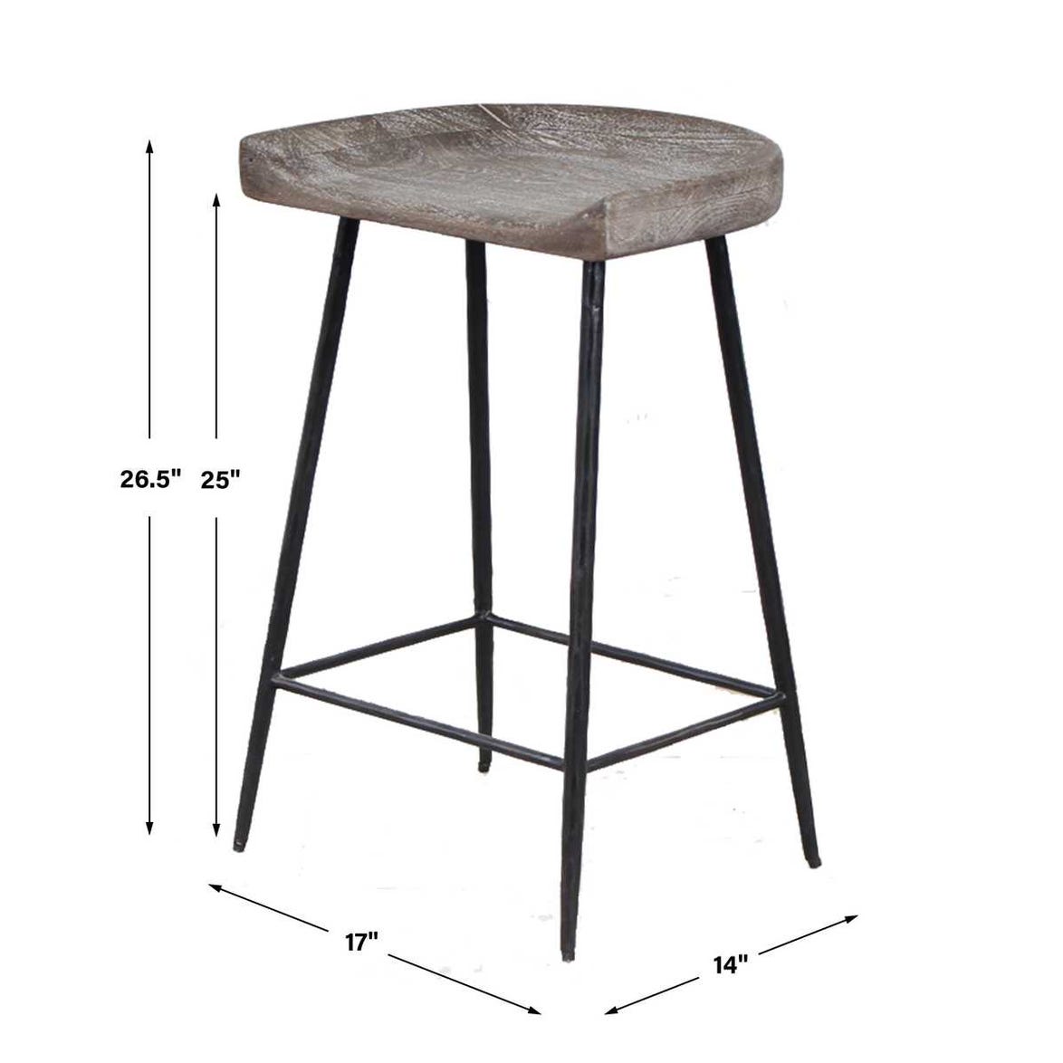 Uttermost Cordova Carved Wood Counter Stool
