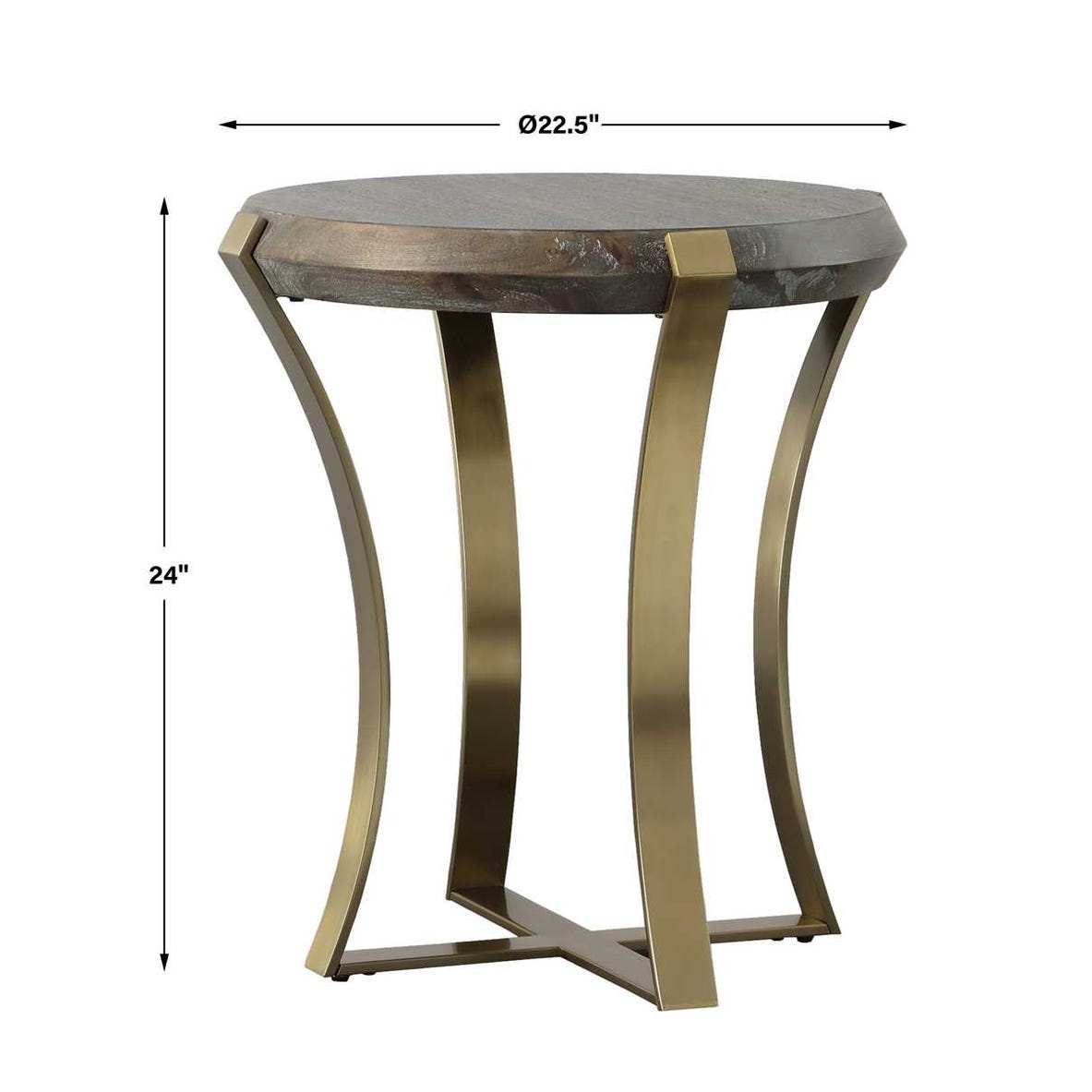 Uttermost Unite Brass Leg Wood Side Table