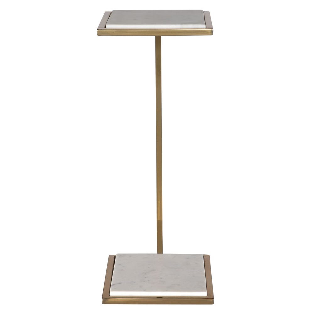 Uttermost Elevate White Marble Drink Table