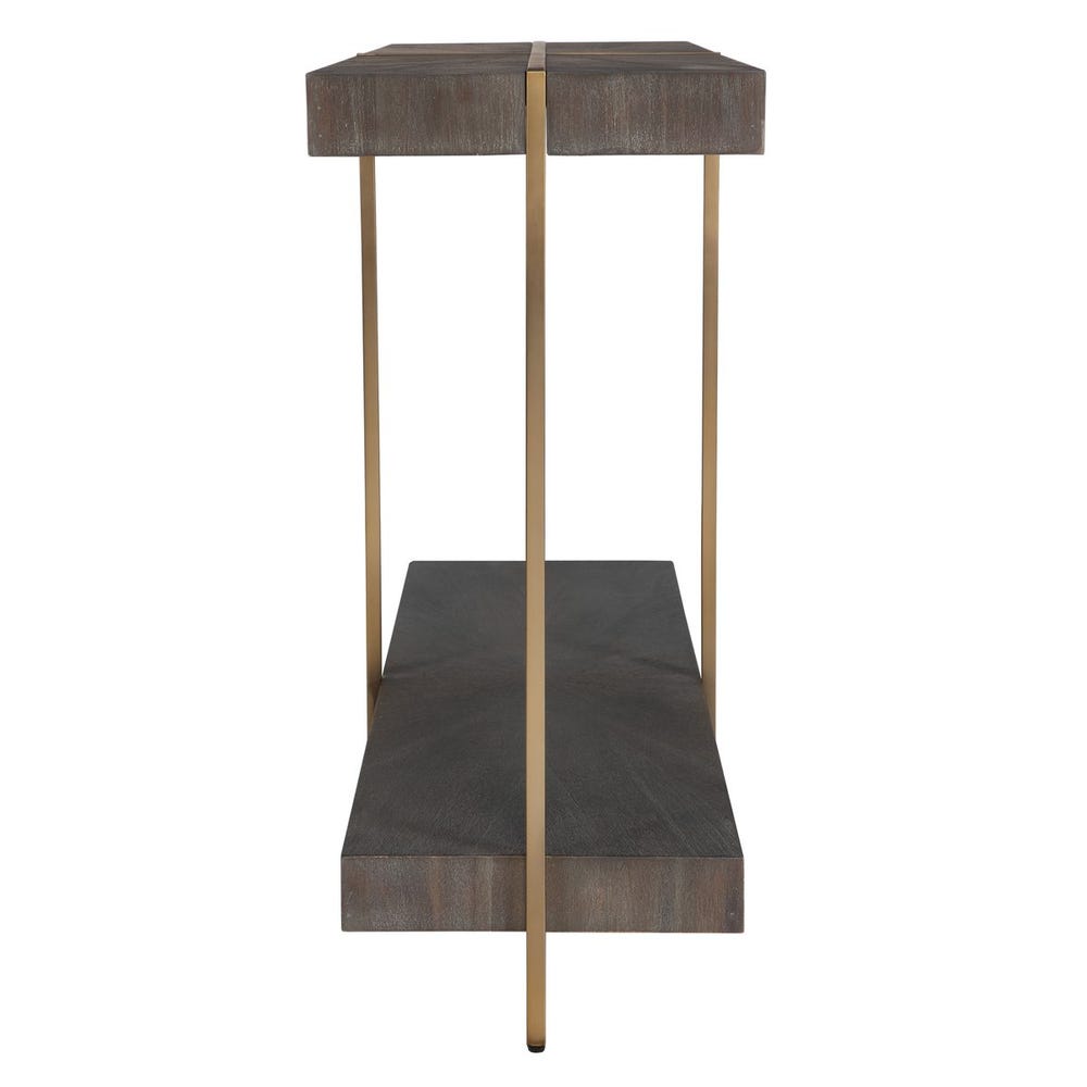 Uttermost Taja Modern Brass / Wood Console Table