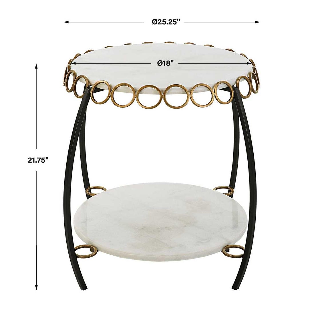 Uttermost Chainlink White Marble Side Table