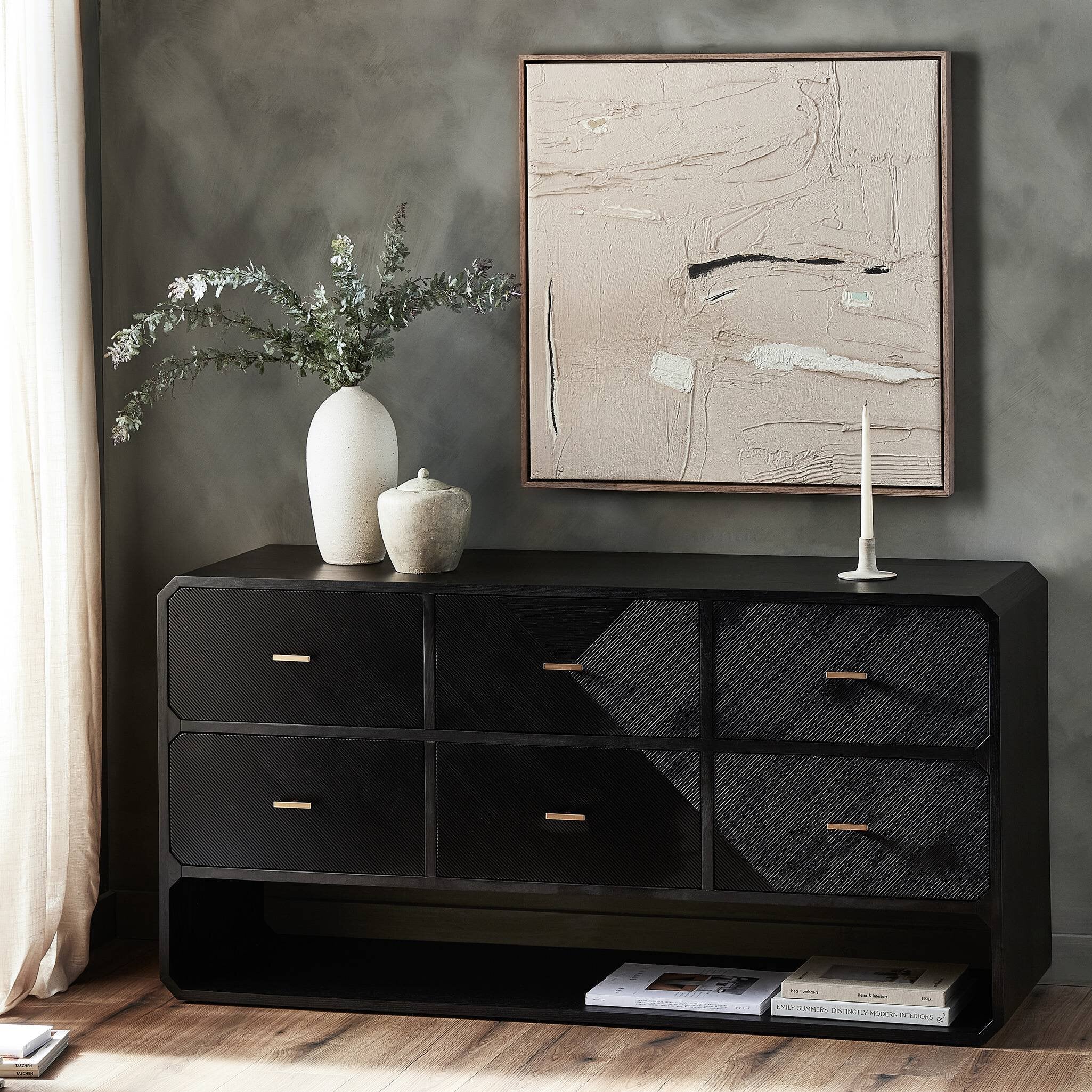 Four Hands Caspian 6 Drawer Dresser - Black Ash Four Hands Caspian 6 Drawer Dresser - Black Ash