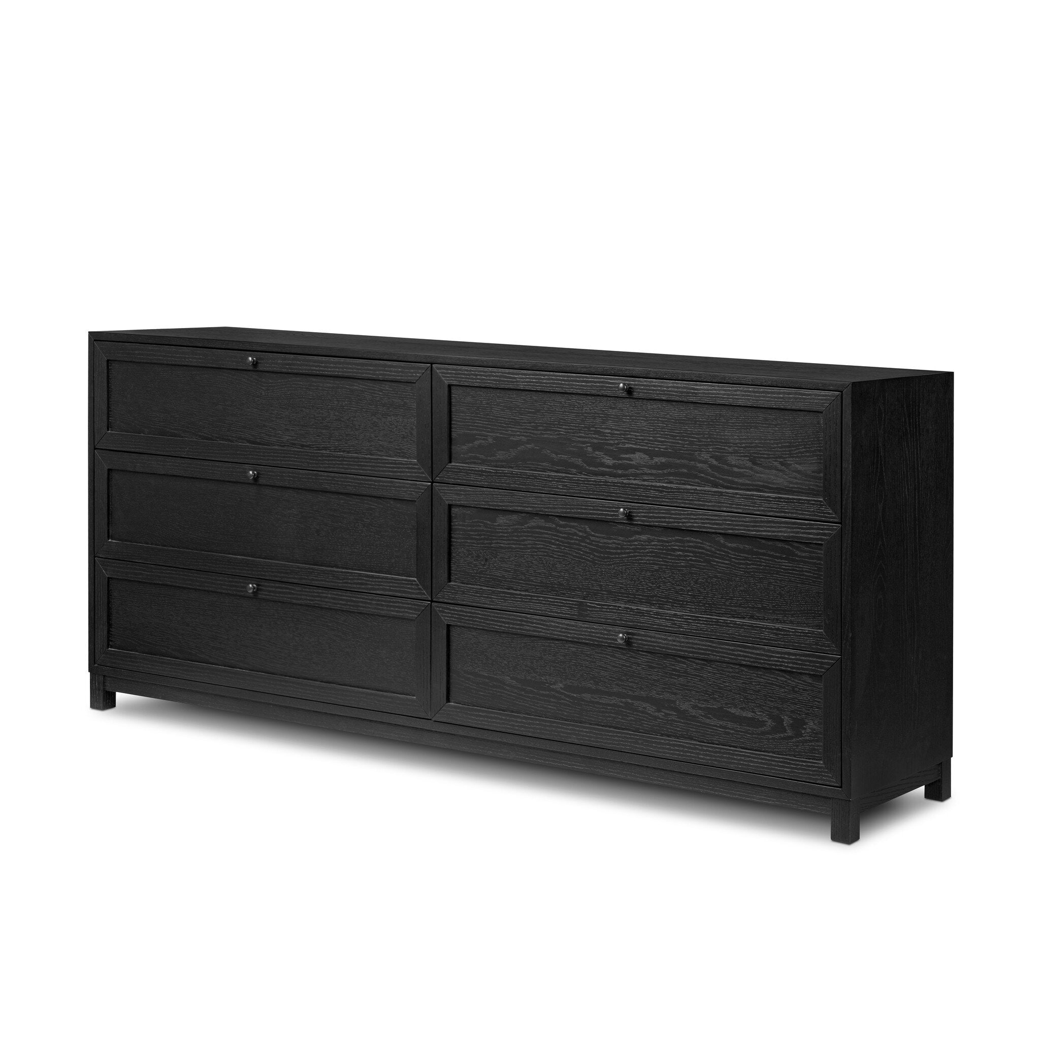 Millie 6 Drawer Dresser - Drifted Matte Black Veneer - Four Hands Millie 6 Drawer Dresser - Drifted Matte Black Veneer - Four Hands