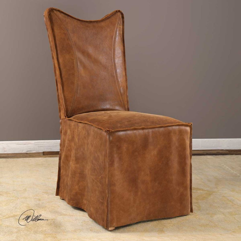 Uttermost Delroy Armless Chairs Cognac - Set of 2